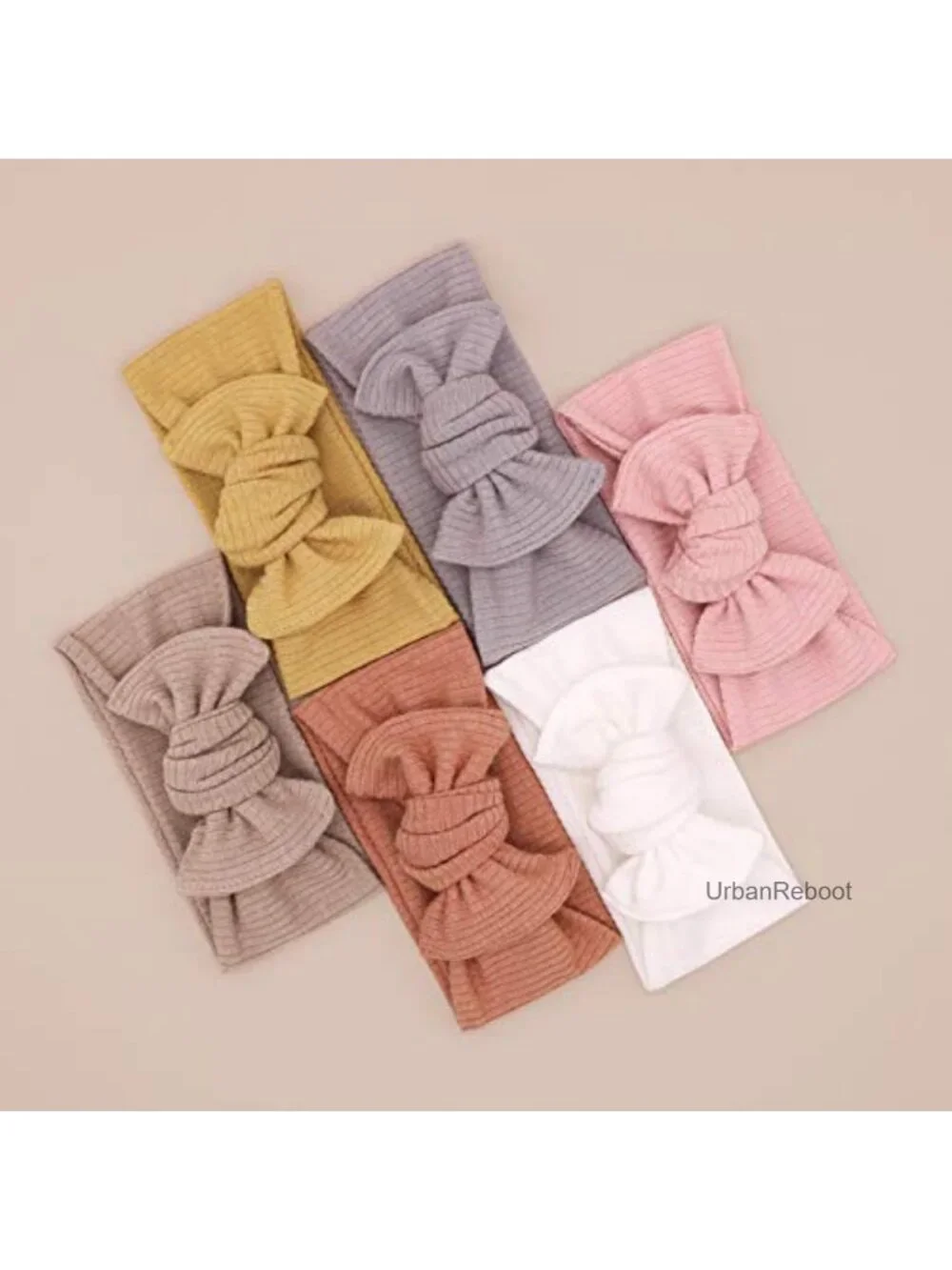 Baby Girls Stretchy Rib Knit Headband Bows Set Adjustable Hair Wraps